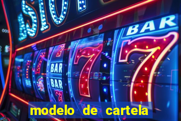 modelo de cartela de bingo em branco